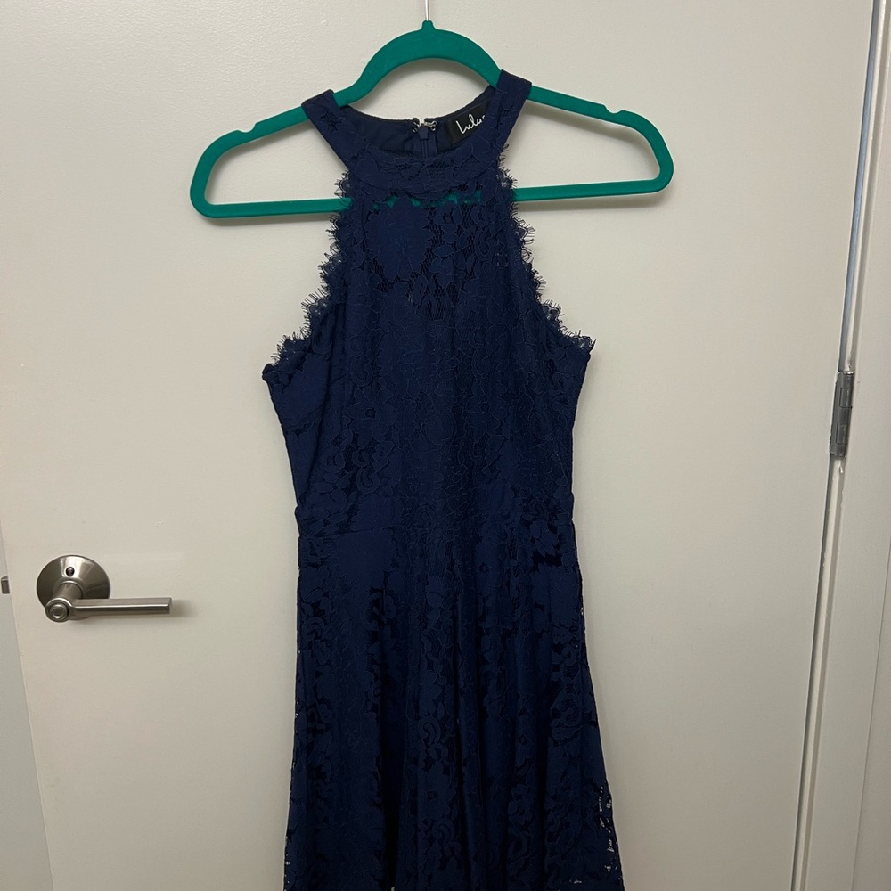 Lulu's Navy Lace Mini Dress